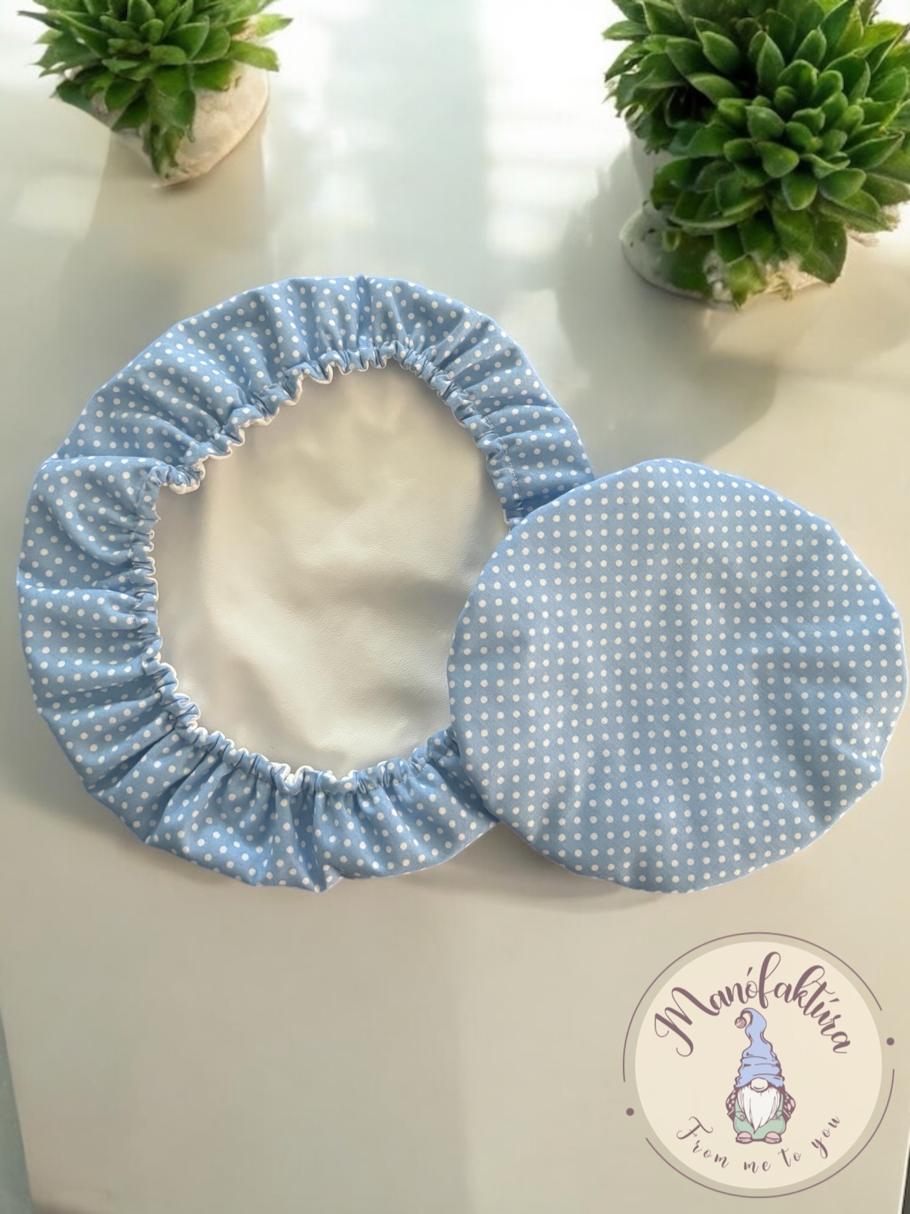 Kék pöttyös textil edényfedő szett