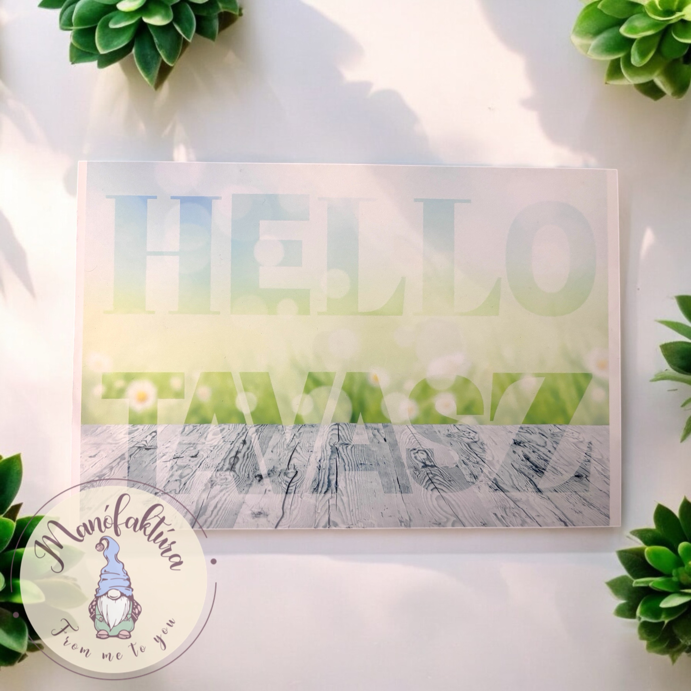 ‘Hello tavasz’ szöveges fém tábla - mező